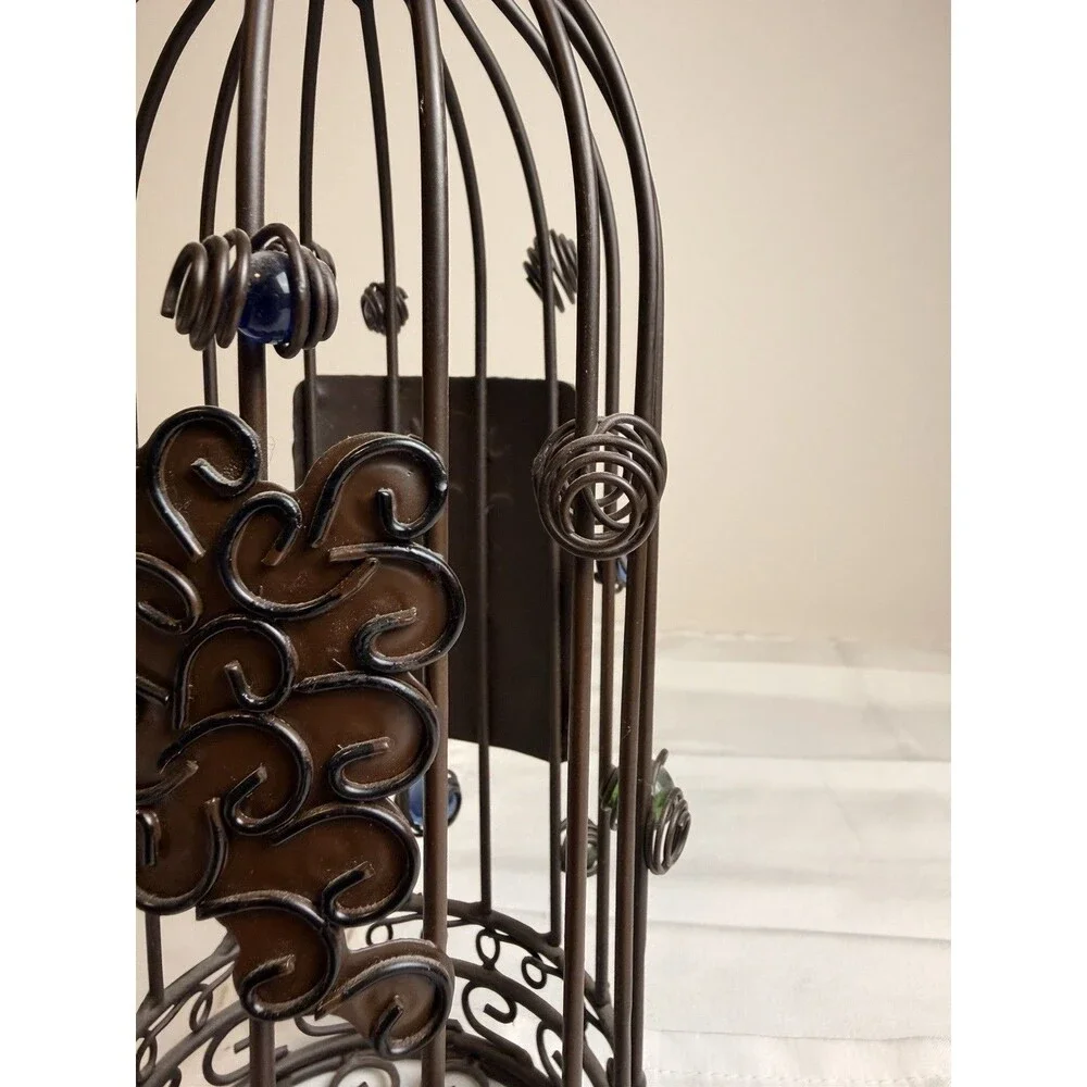 Black Metal Freestanding 1-Bottle Wine Holder Cage Display w/ 